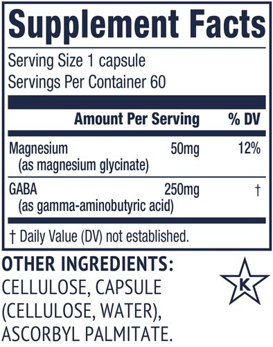 Vimergy Gaba with Magnesiuml Label Vimergy Gaba with Magnesium 60 Capsules Supplements Label
