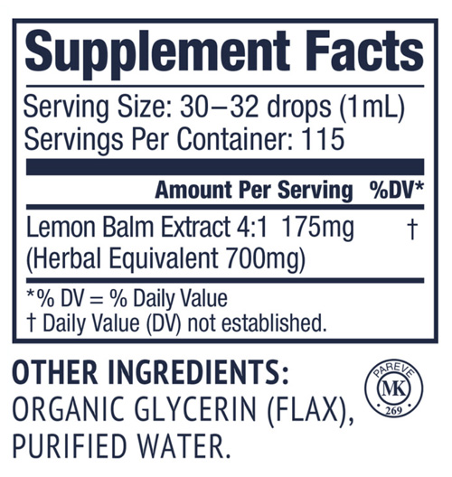 Vimergy Organic Lemon Balm 115ml Label Vimergy Organic Lemon Balm 115ml Supplements Label